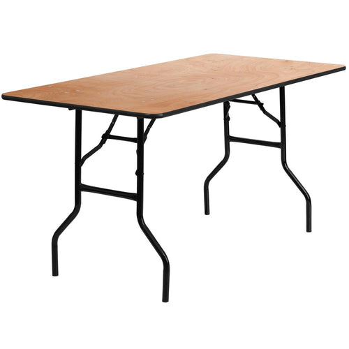 5-Foot Rectangular Wood Folding Banquet Table with Clear Coated Finished Top - Flash Furniture