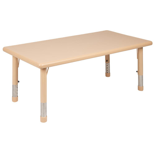24''W x 48''L Rectangular Natural Plastic Height Adjustable Activity Table - Flash Furniture