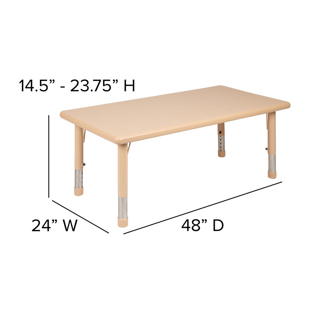 24''W x 48''L Rectangular Natural Plastic Height Adjustable Activity Table - Flash Furniture