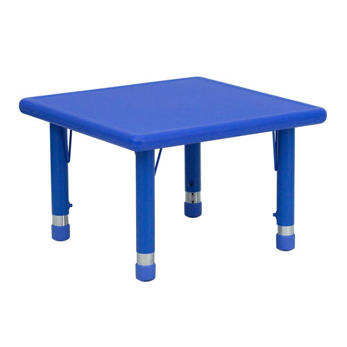 24'' Square Blue Plastic Height Adjustable Activity Table - Flash Furniture