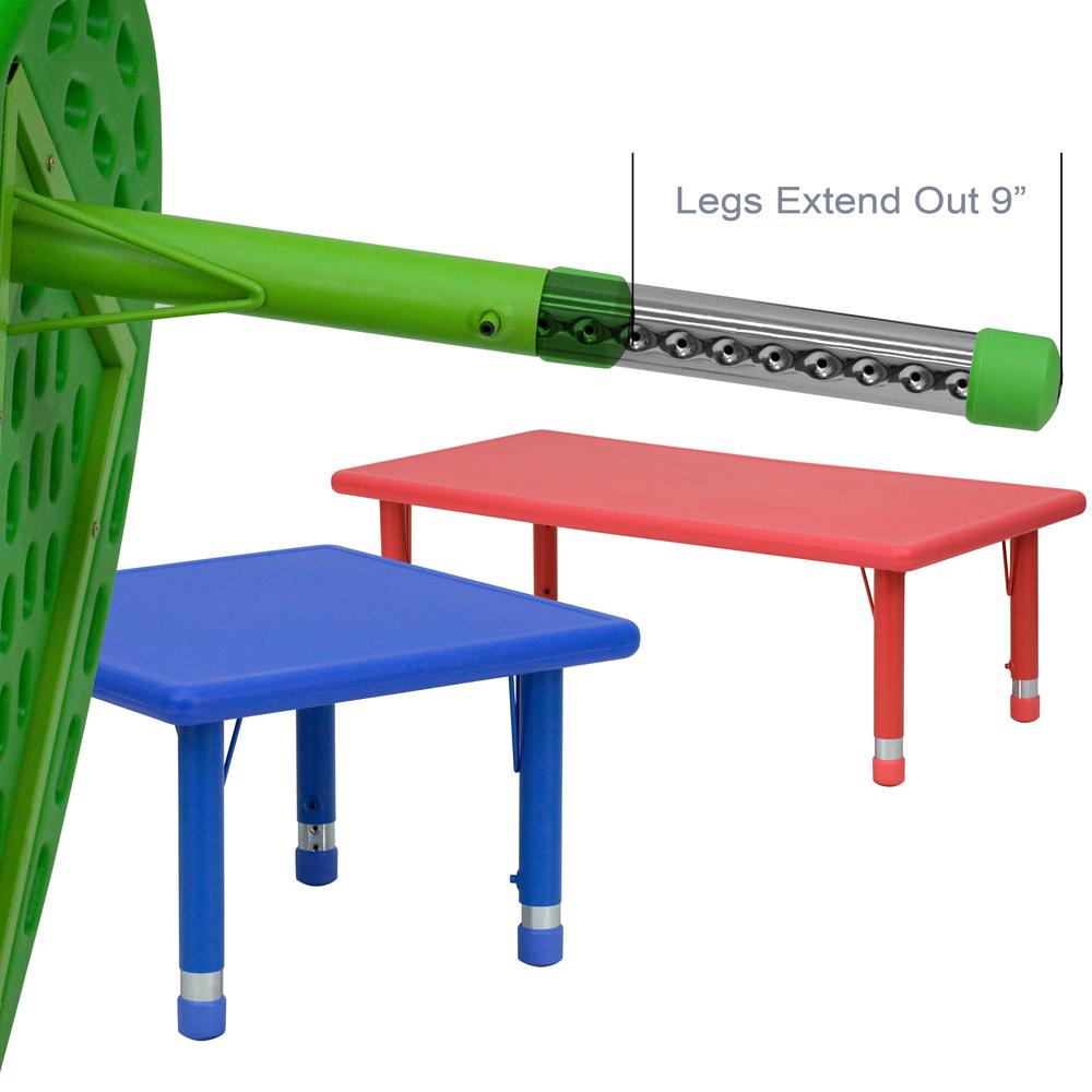 24'' Square Green Plastic Height Adjustable Activity Table - Flash Furniture