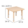 24'' Square Natural Plastic Height Adjustable Activity Table - Flash Furniture