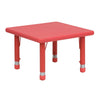 24'' Square Red Plastic Height Adjustable Activity Table - Flash Furniture