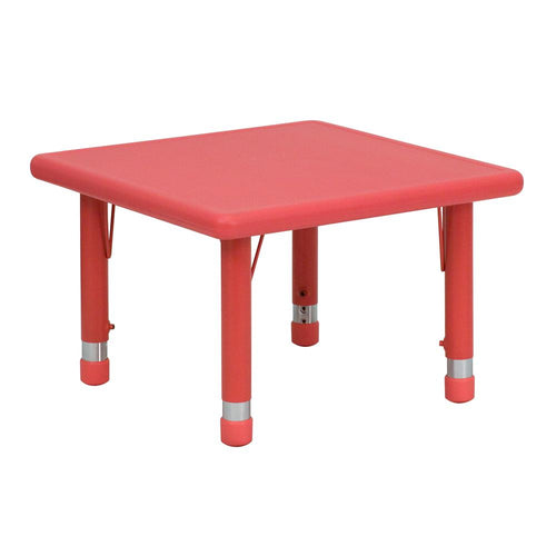 24'' Square Red Plastic Height Adjustable Activity Table - Flash Furniture