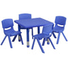 24'' Square Blue Plastic Height Adjustable Activity Table Set with 4 Chairs - Flash Furniture