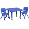 24'' Square Blue Plastic Height Adjustable Activity Table Set with 2 Chairs - Flash Furniture
