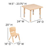 24'' Square Natural Plastic Height Adjustable Activity Table Set with 4 Chairs - Flash Furniture