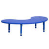 35''W x 65''L Half-Moon Blue Plastic Height Adjustable Activity Table - Flash Furniture