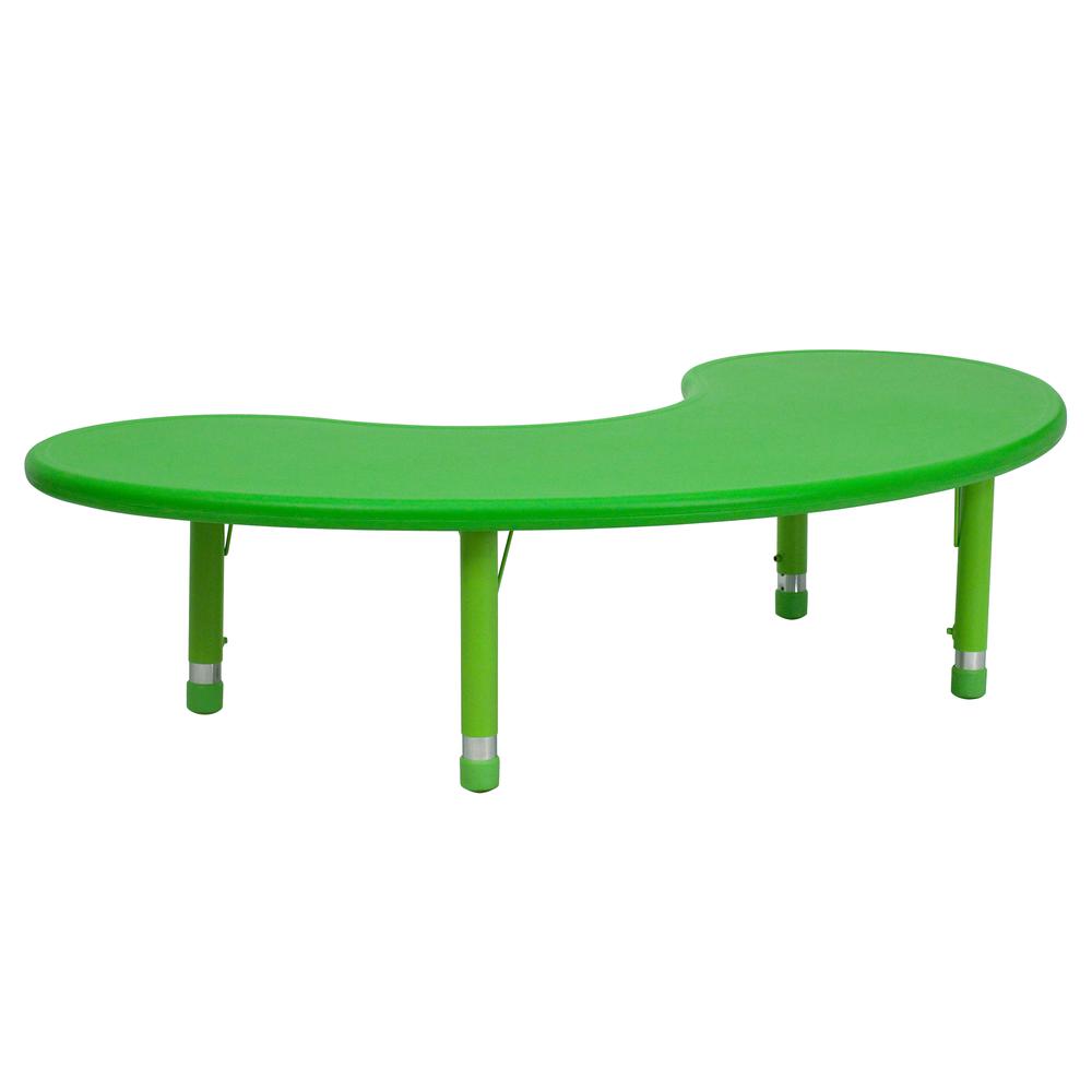 35''W x 65''L Half-Moon Green Plastic Height Adjustable Activity Table - Flash Furniture