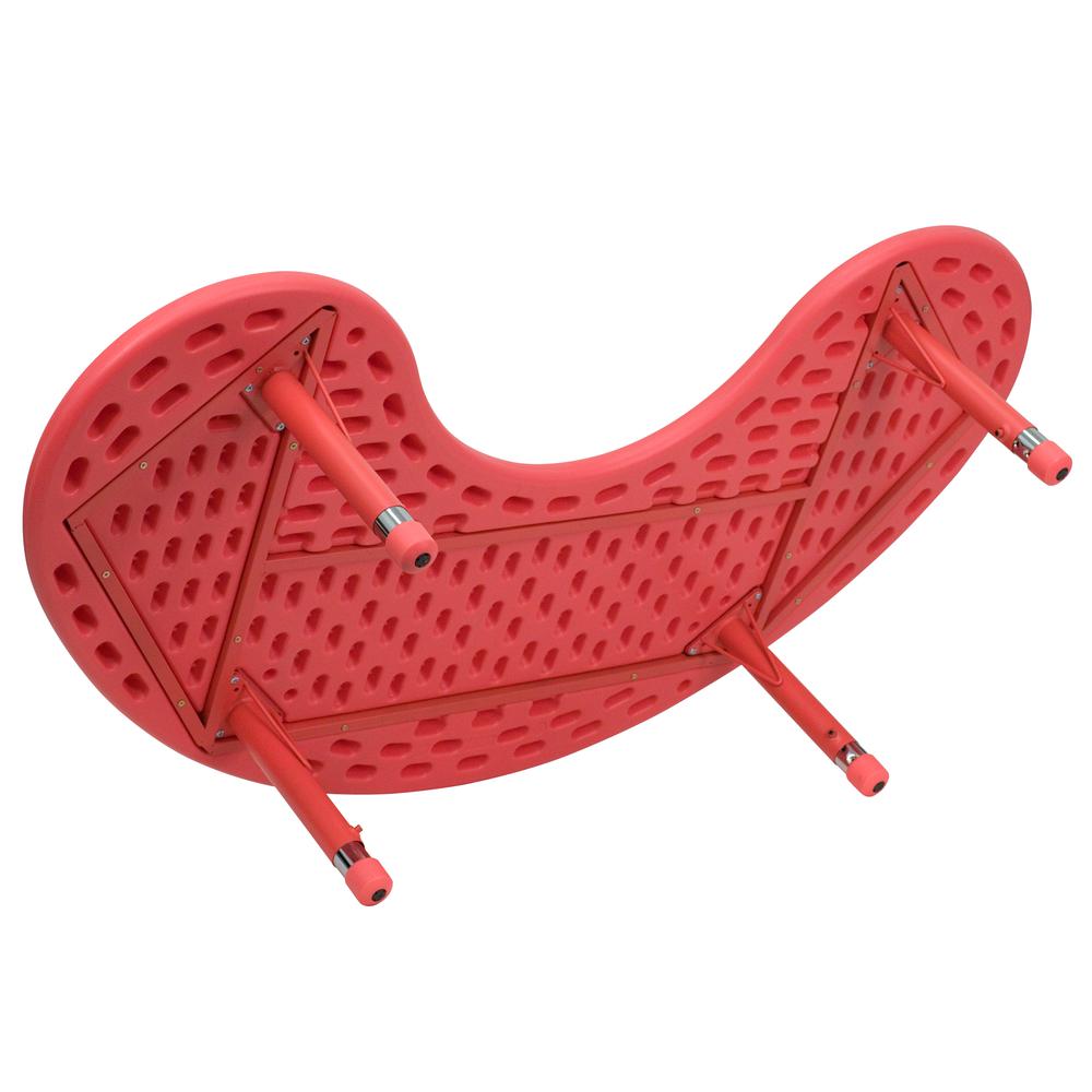 35''W x 65''L Half-Moon Red Plastic Height Adjustable Activity Table - Flash Furniture