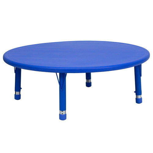 45'' Round Blue Plastic Height Adjustable Activity Table - Flash Furniture