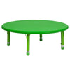 45'' Round Green Plastic Height Adjustable Activity Table - Flash Furniture