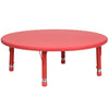45'' Round Red Plastic Height Adjustable Activity Table - Flash Furniture
