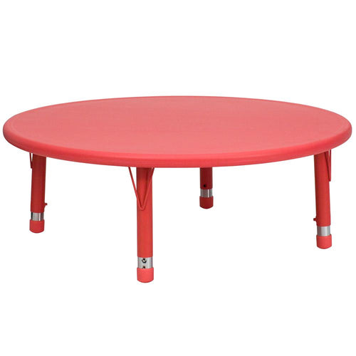 45'' Round Red Plastic Height Adjustable Activity Table - Flash Furniture