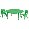 45'' Round Green Plastic Height Adjustable Activity Table Set with 2 Chairs - Flash Furniture