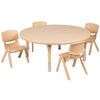 45'' Round Natural Plastic Height Adjustable Activity Table Set with 4 Chairs - Flash Furniture