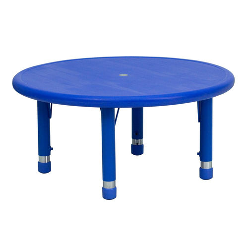 33'' Round Blue Plastic Height Adjustable Activity Table - Flash Furniture