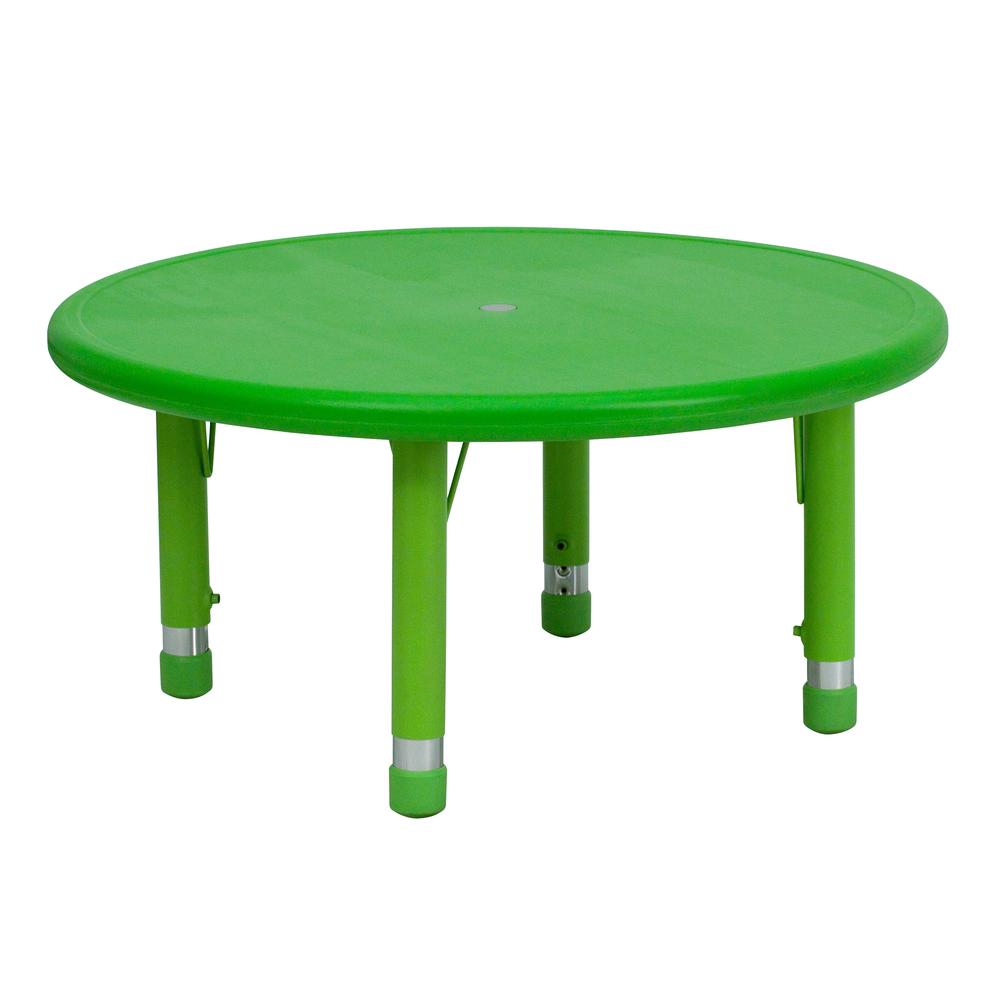 33'' Round Green Plastic Height Adjustable Activity Table - Flash Furniture