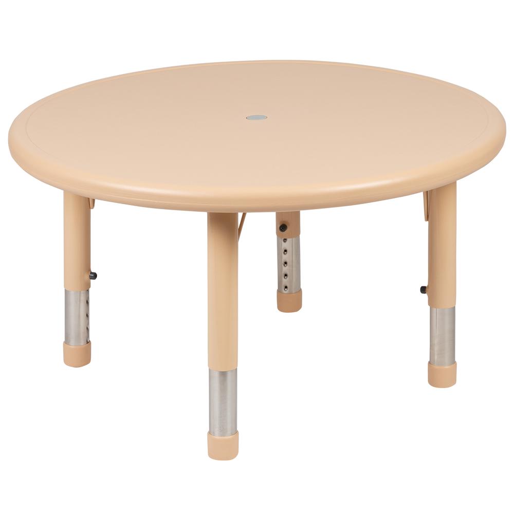 33'' Round Natural Plastic Height Adjustable Activity Table - Flash Furniture