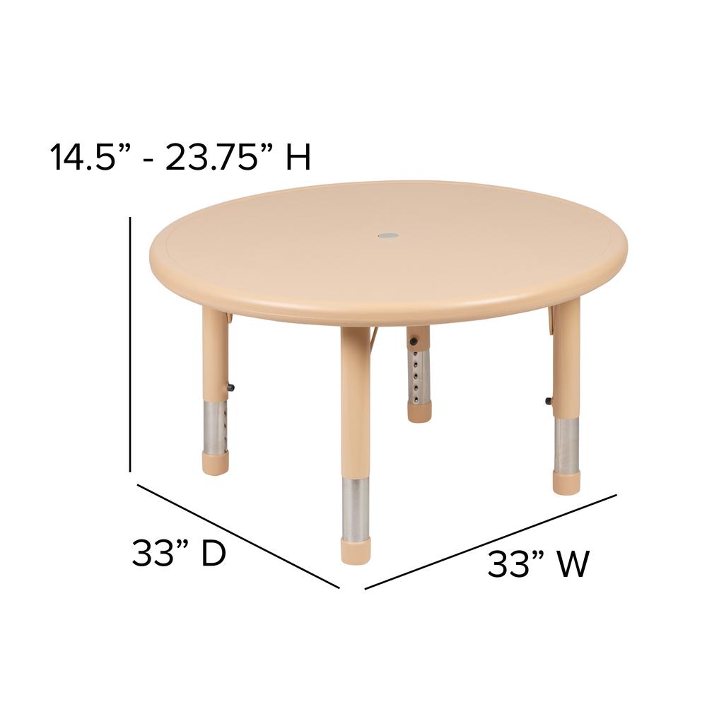 33'' Round Natural Plastic Height Adjustable Activity Table - Flash Furniture