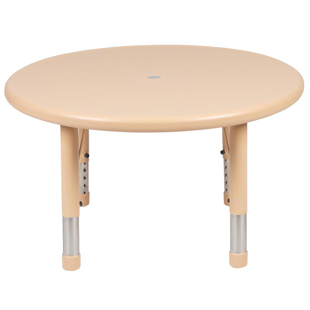 33'' Round Natural Plastic Height Adjustable Activity Table - Flash Furniture