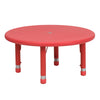 33'' Round Red Plastic Height Adjustable Activity Table - Flash Furniture