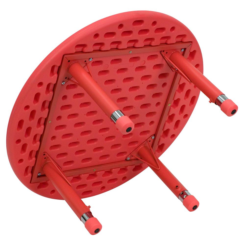 33'' Round Red Plastic Height Adjustable Activity Table - Flash Furniture