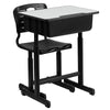 Adjustable Height Student Desk and Chair with Black Pedestal Frame - Flash Furniture