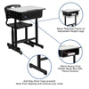 Adjustable Height Student Desk and Chair with Black Pedestal Frame - Flash Furniture