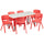23.625''W x 47.25''L Red Plastic Height Activity Table Set with 6 Chairs - Flash Furniture