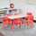 23.625''W x 47.25''L Red Plastic Height Activity Table Set with 6 Chairs - Flash Furniture