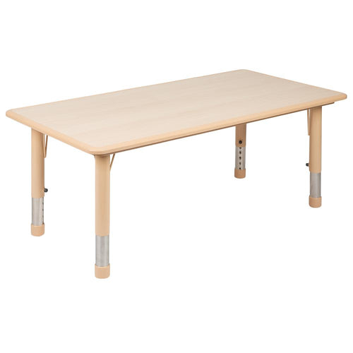 23.625''W x 47.25''L Rectangular Natural Plastic Height Adjustable Activity Table - Flash Furniture