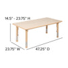 23.625''W x 47.25''L Rectangular Natural Plastic Height Adjustable Activity Table - Flash Furniture