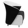 Black LeatherSoft Curved Barrel Back Lounge Chair with Melrose White Detailing - Flash Furniture