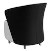 Black LeatherSoft Curved Barrel Back Lounge Chair with Melrose White Detailing - Flash Furniture