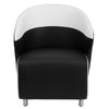 Black LeatherSoft Curved Barrel Back Lounge Chair with Melrose White Detailing - Flash Furniture