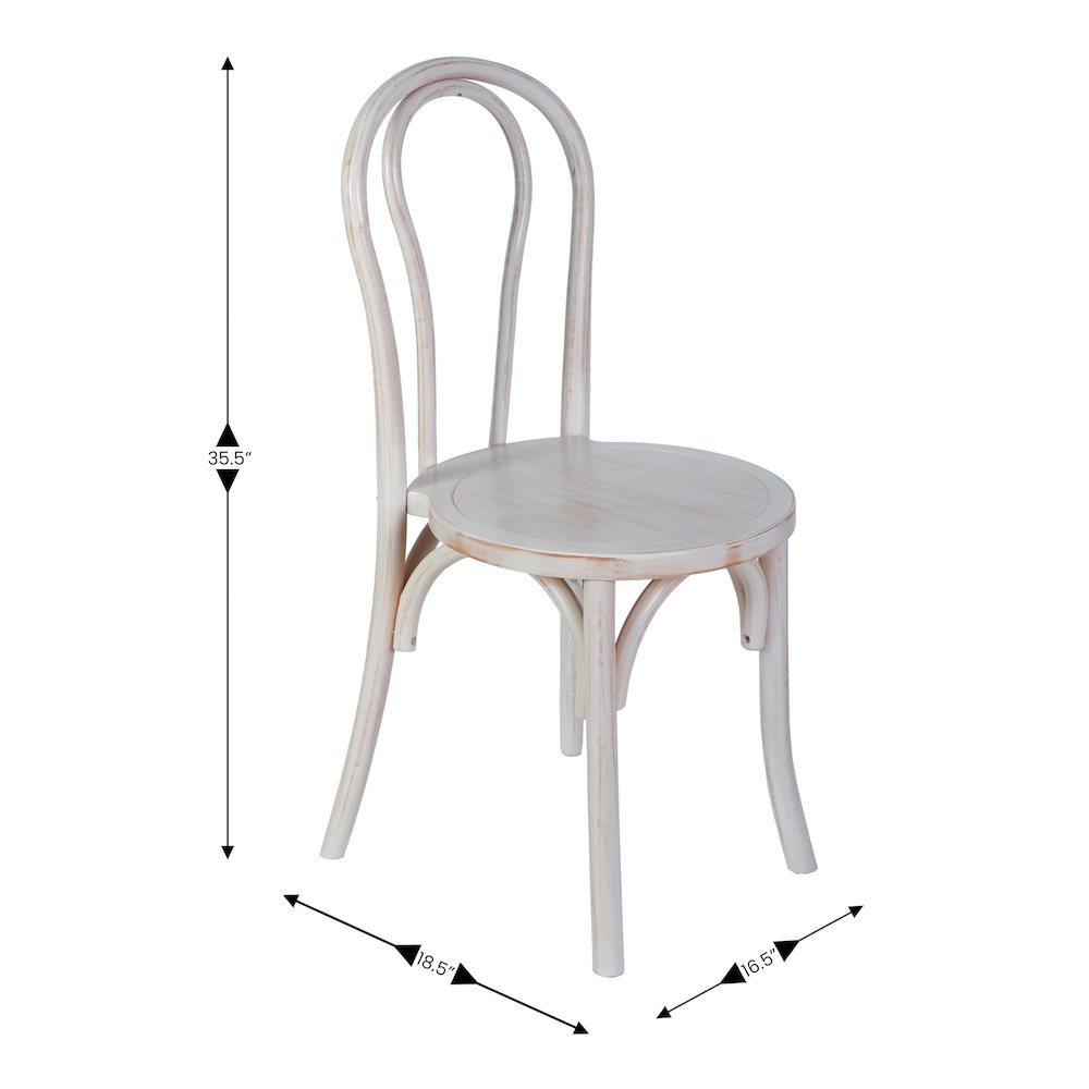 Betsy Commercial Grade White Wash Thonet Style Solid Wood Stackable Dining Chair - Flash Furniture
