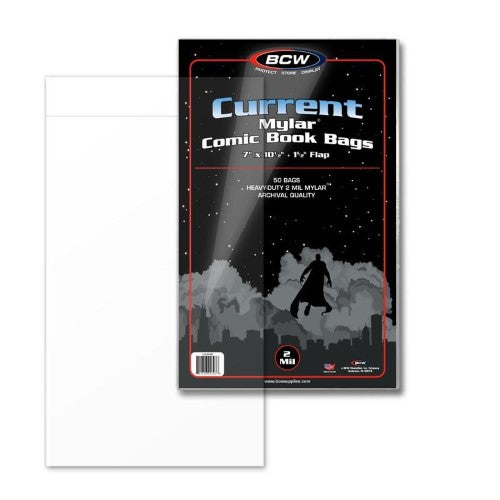 BCW Diversified 2262690300 Current & Modern Comic Bags - 6.88 X 10.5 in. - Pack of 100
