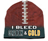 Beanie I Bleed Style Sublimated Football Forest Green and Gold Design - American Mills