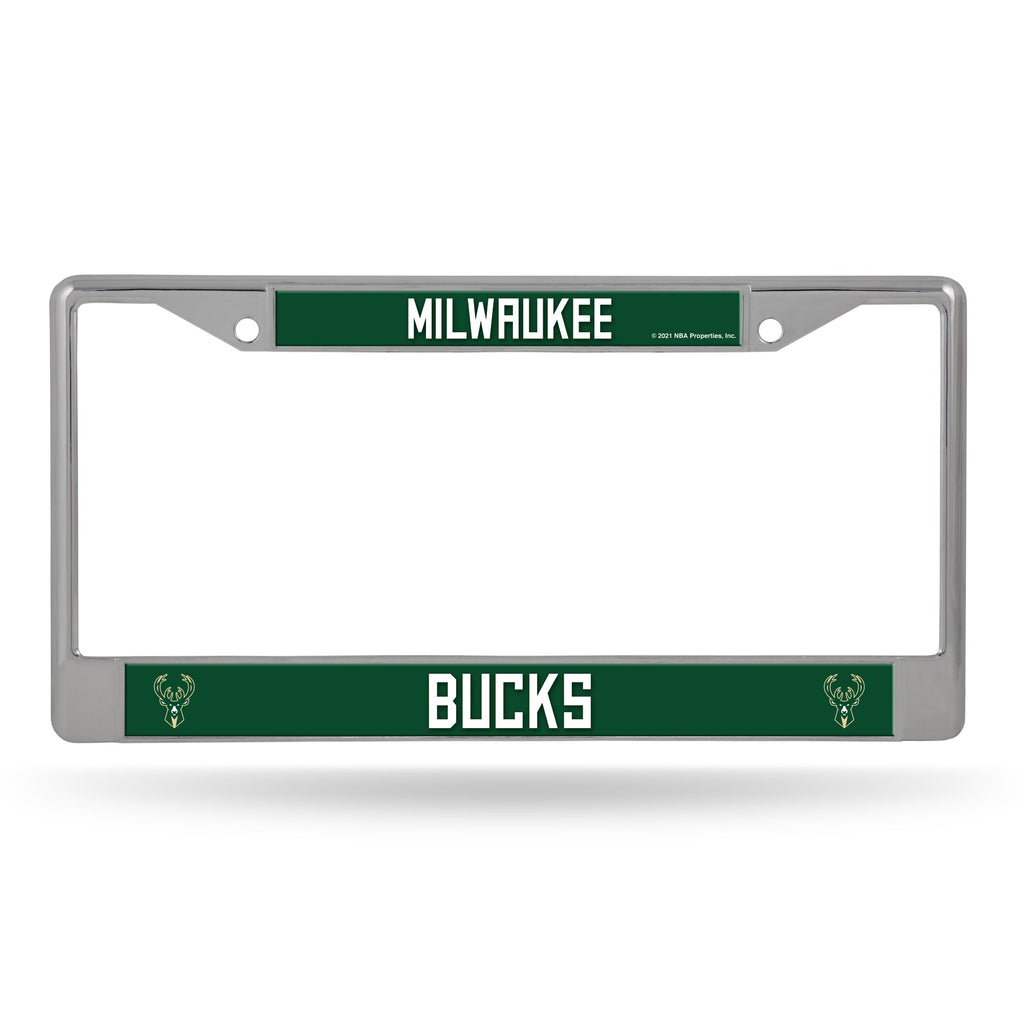 Milwaukee Bucks License Plate Frame Chrome Printed Insert Special Order - Rico Industries
