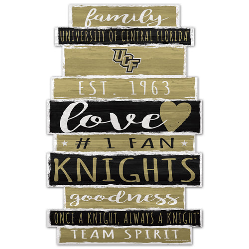 Central Florida Knights Sign 11x17 Wood Family Word Design - WinCraft