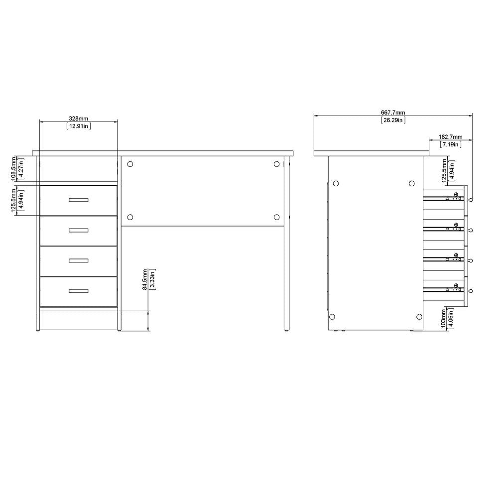 Warner Desk with 4 Drawers, Dark Chocolate - Tvilum