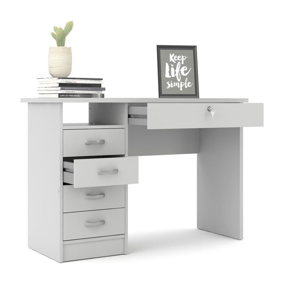 Walden Desk with 5 Drawers, White - Tvilum