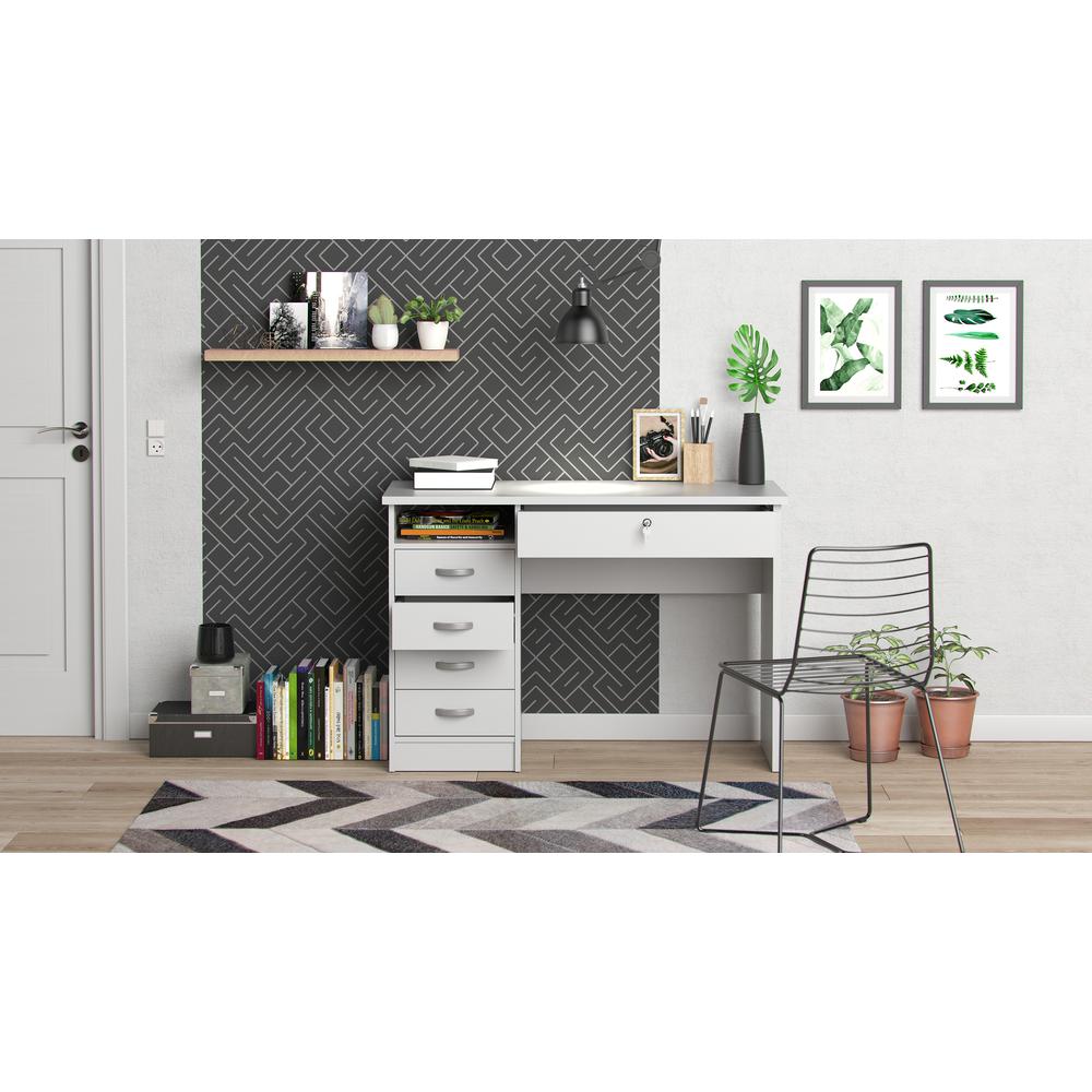 Walden Desk with 5 Drawers, White - Tvilum