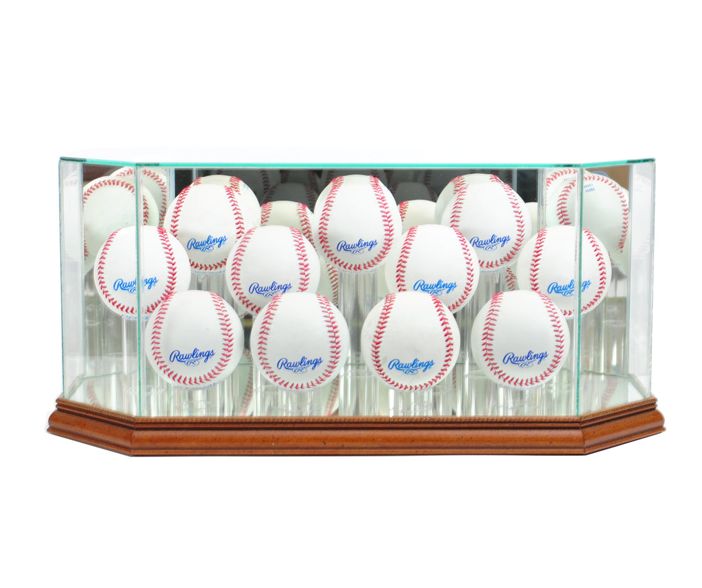 Octagon 11 Baseball Display Case with Walnut Moulding