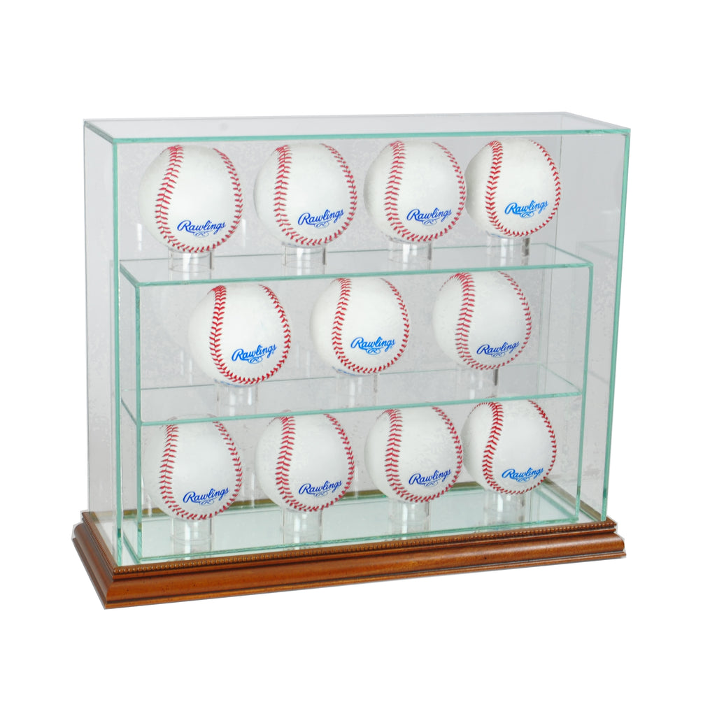 13 Baseball Upright Display Case with Walnut Moulding