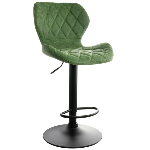 Elama  Vintage Faux Leather Adjustable Bar Stool in Green with Black Base