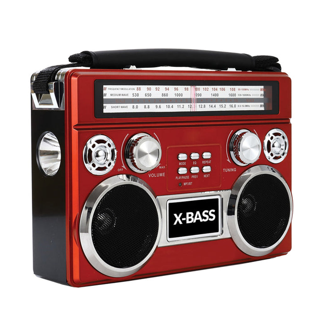 Supersonic SuperSonic Retro Rechargeable 3 Band Radio With Bluetooth and Flashlight in Red