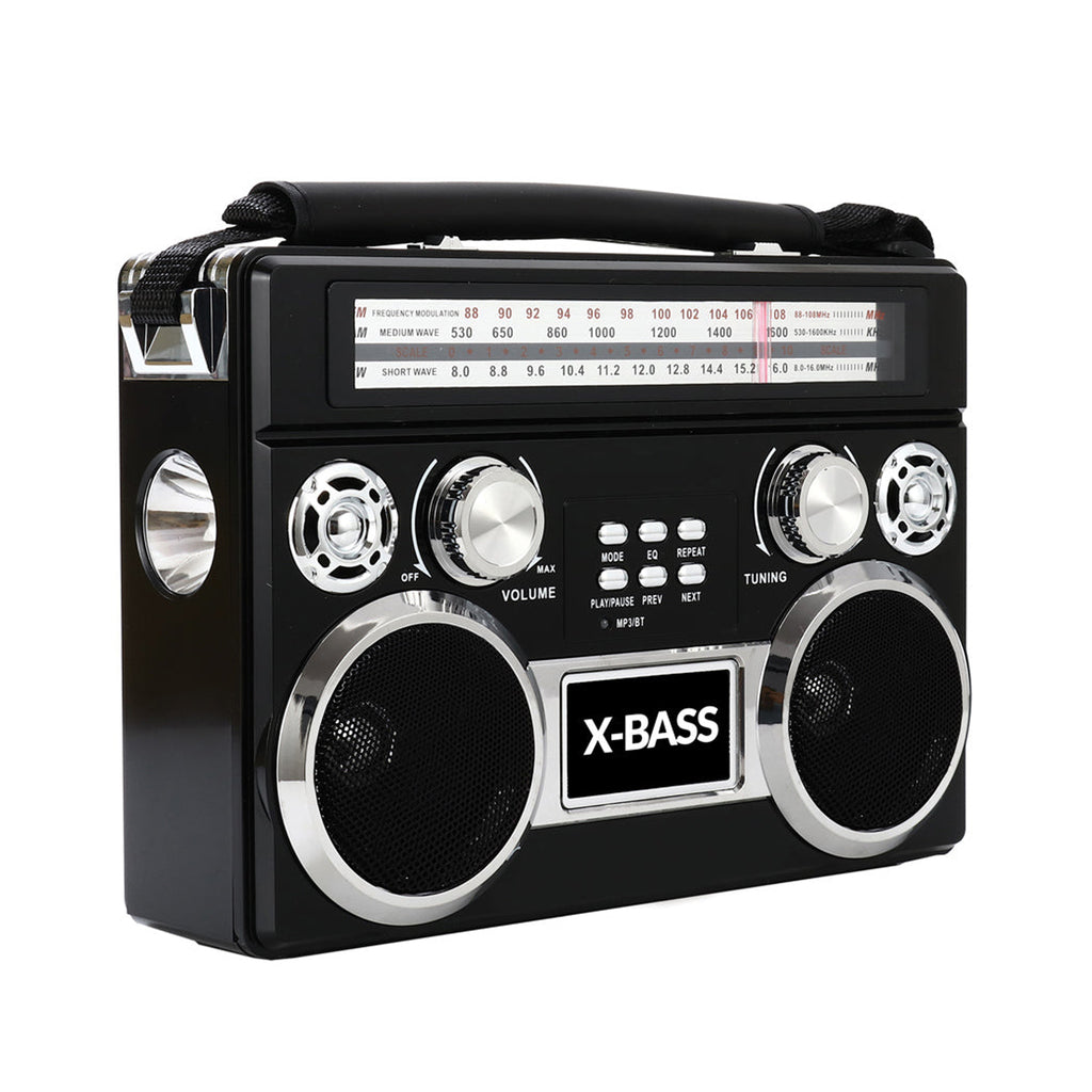 Supersonic SuperSonic Retro Rechargeable 3 Band Radio With Bluetooth and Flashlight in Black