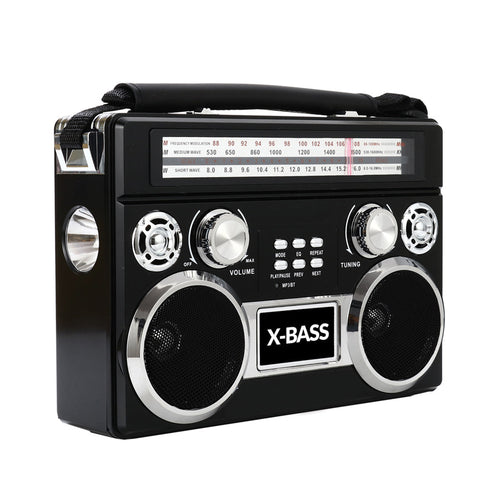 Supersonic SuperSonic Retro Rechargeable 3 Band Radio With Bluetooth and Flashlight in Black